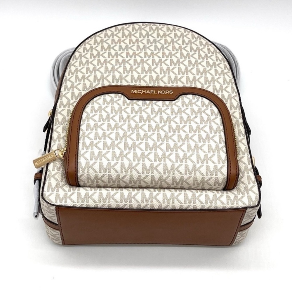 Michael Kors Jaycee Medium Zip Packet Backpack Vanilla/Brown - Picture 5 of 11